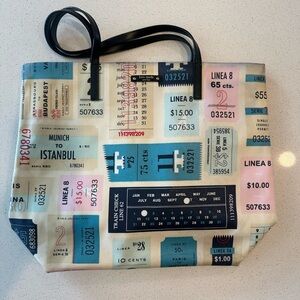 Kate Spade Train Ticket Print Tote Bag
